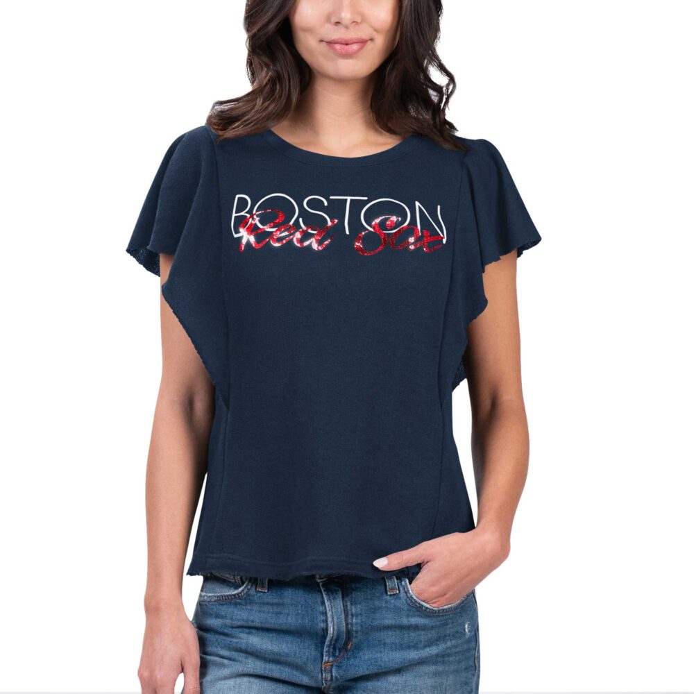 Women's Boston Red Sox G-III 4Her by Carl Banks Navy Crowd Wave T-Shirt