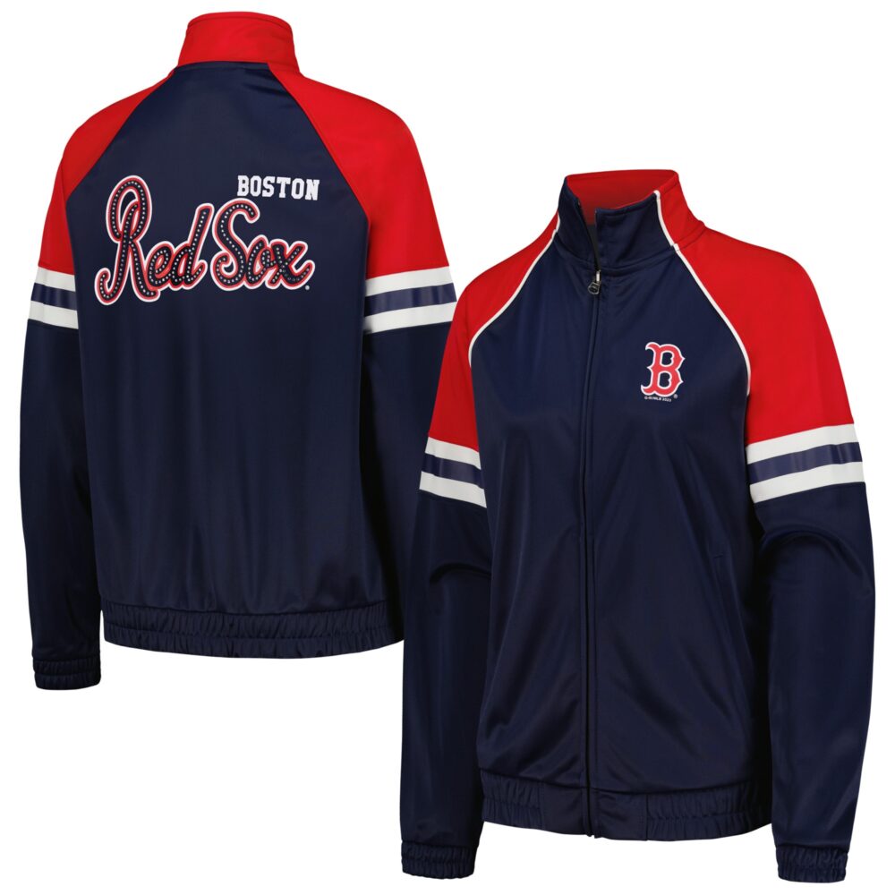 Women's Boston Red Sox G-III 4Her by Carl Banks Navy First Place Raglan Full-Zip Track Jacket