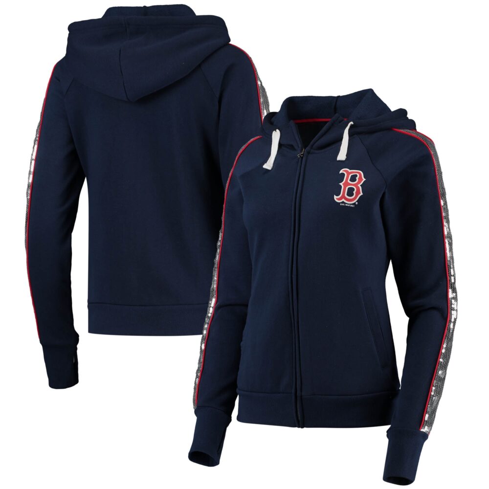 Women's Boston Red Sox G-III 4Her by Carl Banks Navy Game Changer Raglan Full-Zip Hoodie