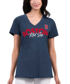 Women's Boston Red Sox G-III 4Her by Carl Banks Navy Key Move V-Neck T-Shirt