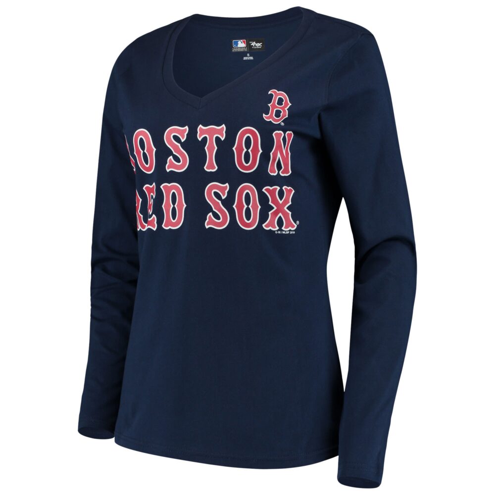 Women's Boston Red Sox G-III 4Her by Carl Banks Navy Post Season Long Sleeve T-Shirt