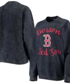 Women's Boston Red Sox G-III 4Her by Carl Banks Navy Script Comfy Cord Pullover Sweatshirt