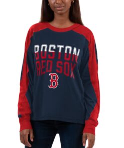 Women's Boston Red Sox G-III 4Her by Carl Banks Navy/Red Smash Raglan Long Sleeve T-Shirt