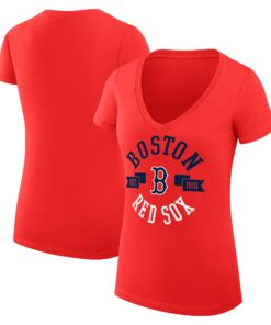 Women's Boston Red Sox G-III 4Her by Carl Banks Red City Graphic V-Neck Fitted T-Shirt
