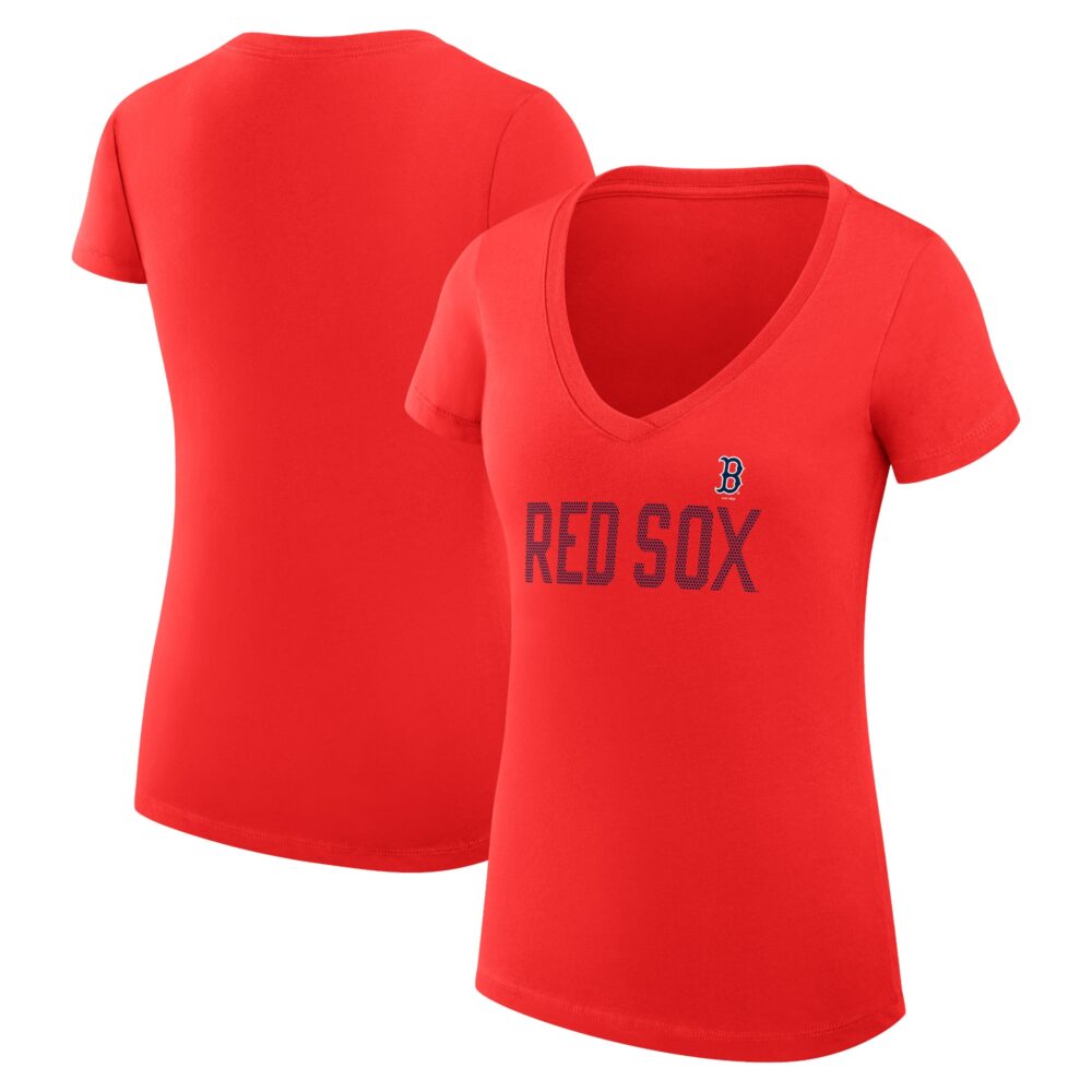 Women's Boston Red Sox  G-III 4Her by Carl Banks Red Dot Print V-Neck Fitted T-Shirt