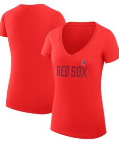 Women's Boston Red Sox  G-III 4Her by Carl Banks Red Dot Print V-Neck Fitted T-Shirt