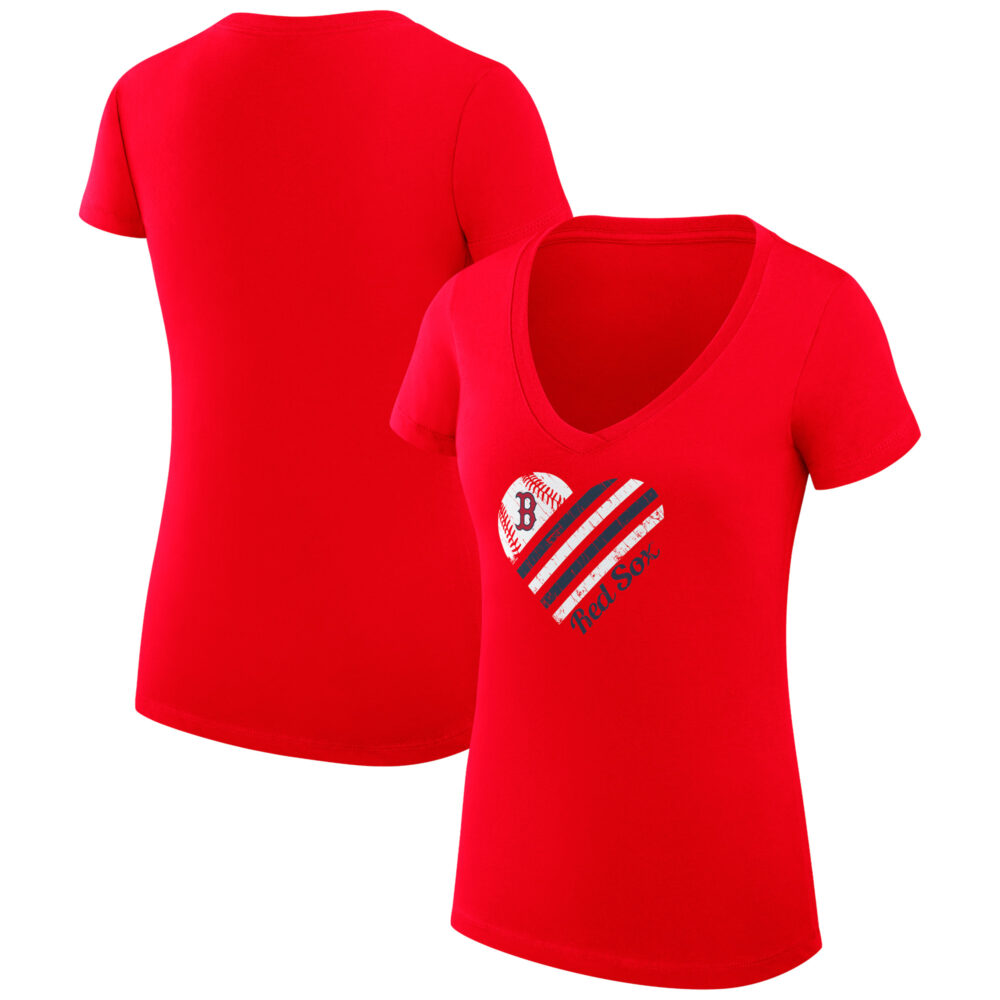 Women's Boston Red Sox  G-III 4Her by Carl Banks Red Heart V-Neck Fitted T-Shirt
