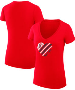 Women's Boston Red Sox  G-III 4Her by Carl Banks Red Heart V-Neck Fitted T-Shirt