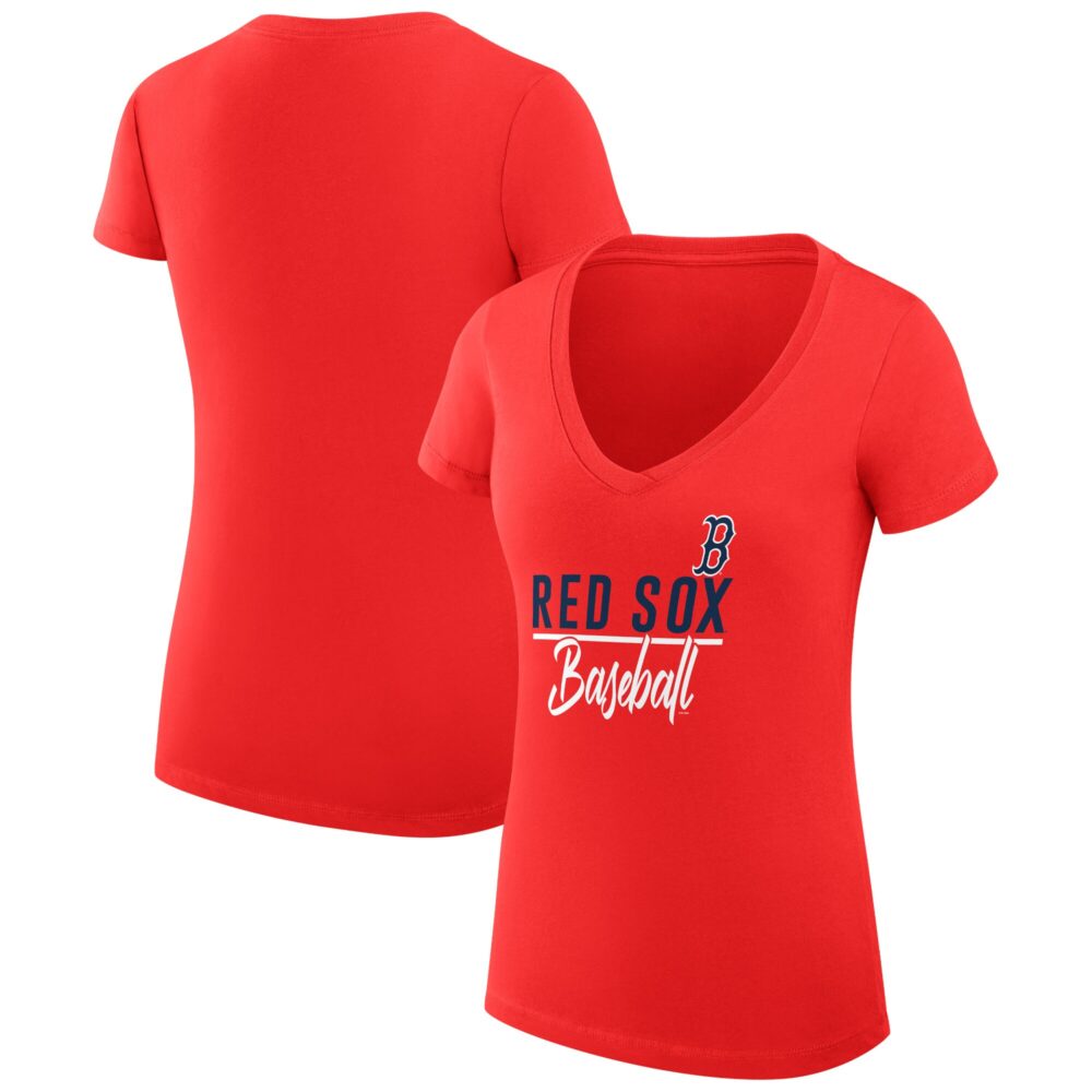 Women's Boston Red Sox  G-III 4Her by Carl Banks Red Team Graphic V-Neck Fitted T-Shirt