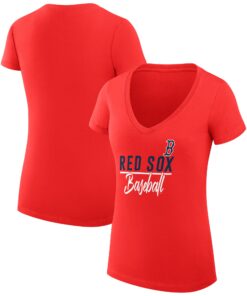 Women's Boston Red Sox  G-III 4Her by Carl Banks Red Team Graphic V-Neck Fitted T-Shirt