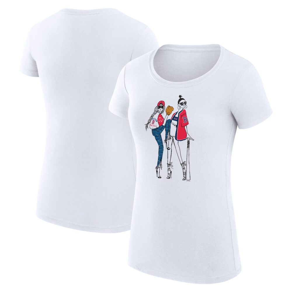 Women's Boston Red Sox  G-III 4Her by Carl Banks White Baseball Girls Fitted T-Shirt