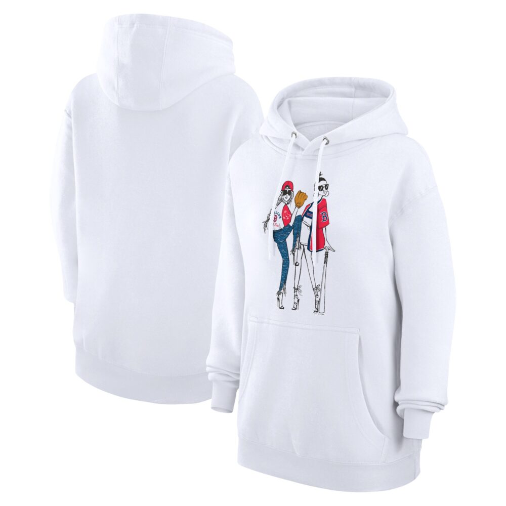 Women's Boston Red Sox  G-III 4Her by Carl Banks White Baseball Girls Fleece Pullover Hoodie