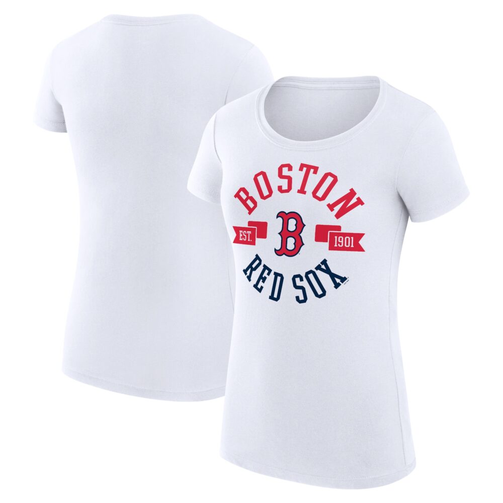Women's Boston Red Sox G-III 4Her by Carl Banks White City Graphic Fitted T-Shirt