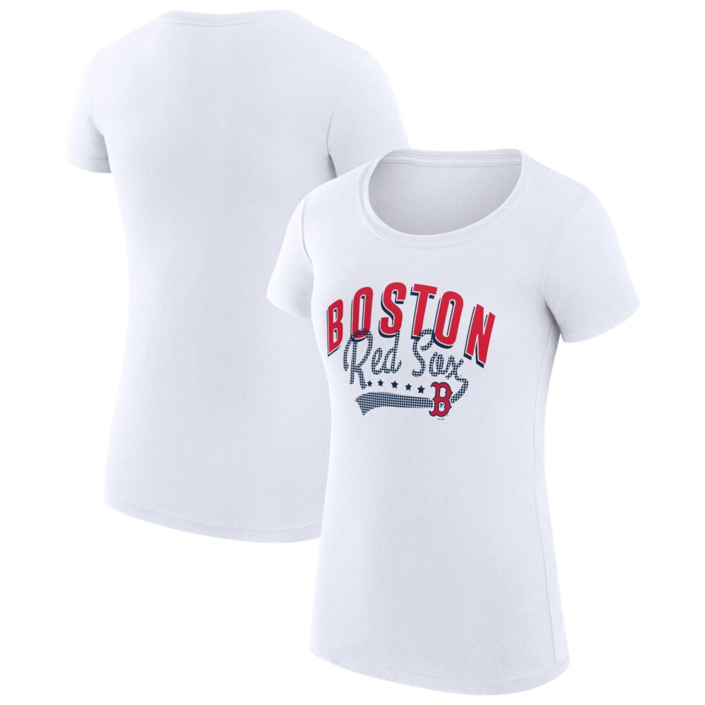 Women's Boston Red Sox  G-III 4Her by Carl Banks White Filigree Team Fitted T-Shirt