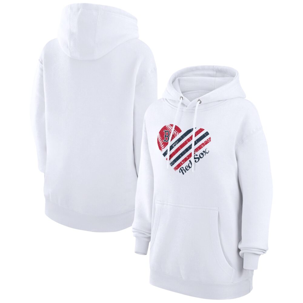 Women's Boston Red Sox  G-III 4Her by Carl Banks White Heart Fleece Pullover Hoodie