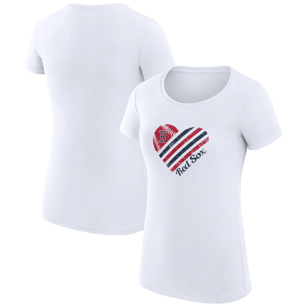 Women's Boston Red Sox  G-III 4Her by Carl Banks White Heart Graphic Fitted T-Shirt