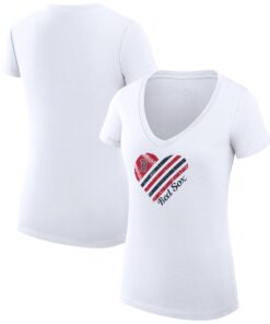 Women's Boston Red Sox  G-III 4Her by Carl Banks White Heart V-Neck Fitted T-Shirt