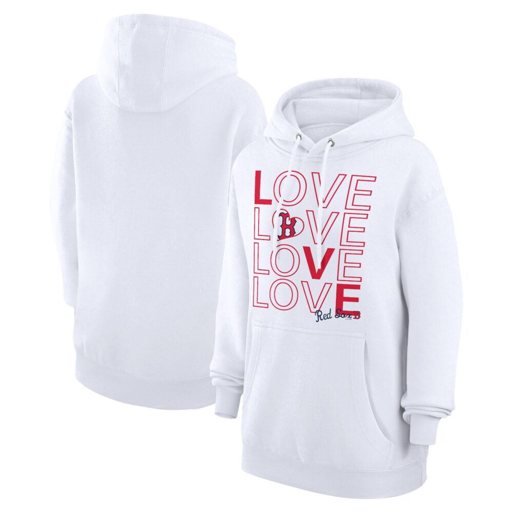 Women's Boston Red Sox  G-III 4Her by Carl Banks White Love Graphic Fleece Hoodie