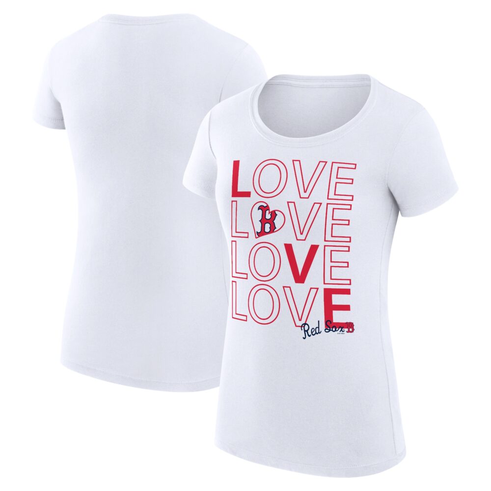 Women's Boston Red Sox G-III 4Her by Carl Banks White Love Graphic Team Fitted T-Shirt