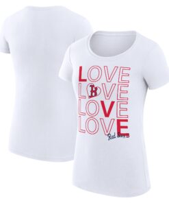 Women's Boston Red Sox G-III 4Her by Carl Banks White Love Graphic Team Fitted T-Shirt