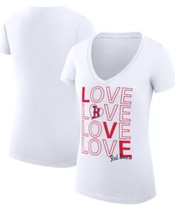 Women's Boston Red Sox G-III 4Her by Carl Banks White Love Graphic Team V-Neck Fitted T-Shirt