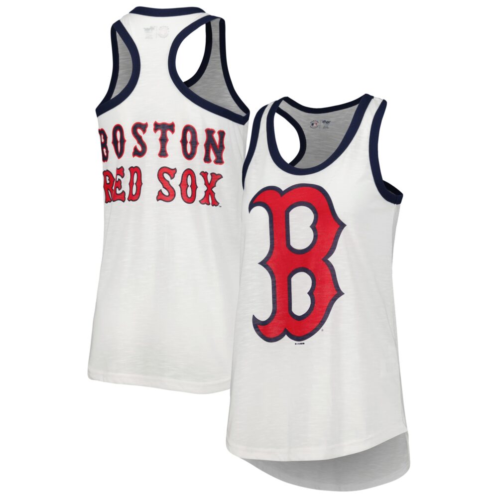 Women's Boston Red Sox G-III 4Her by Carl Banks White Tater Racerback Tank Top