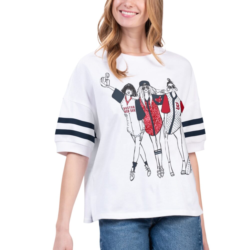 Women's Boston Red Sox G-III 4Her by Carl Banks White Winners Half-Sleeve Fashion Top