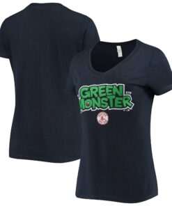 Women's Boston Red Sox Heathered Navy Team Hometown Tri-Blend V-Neck T-Shirt