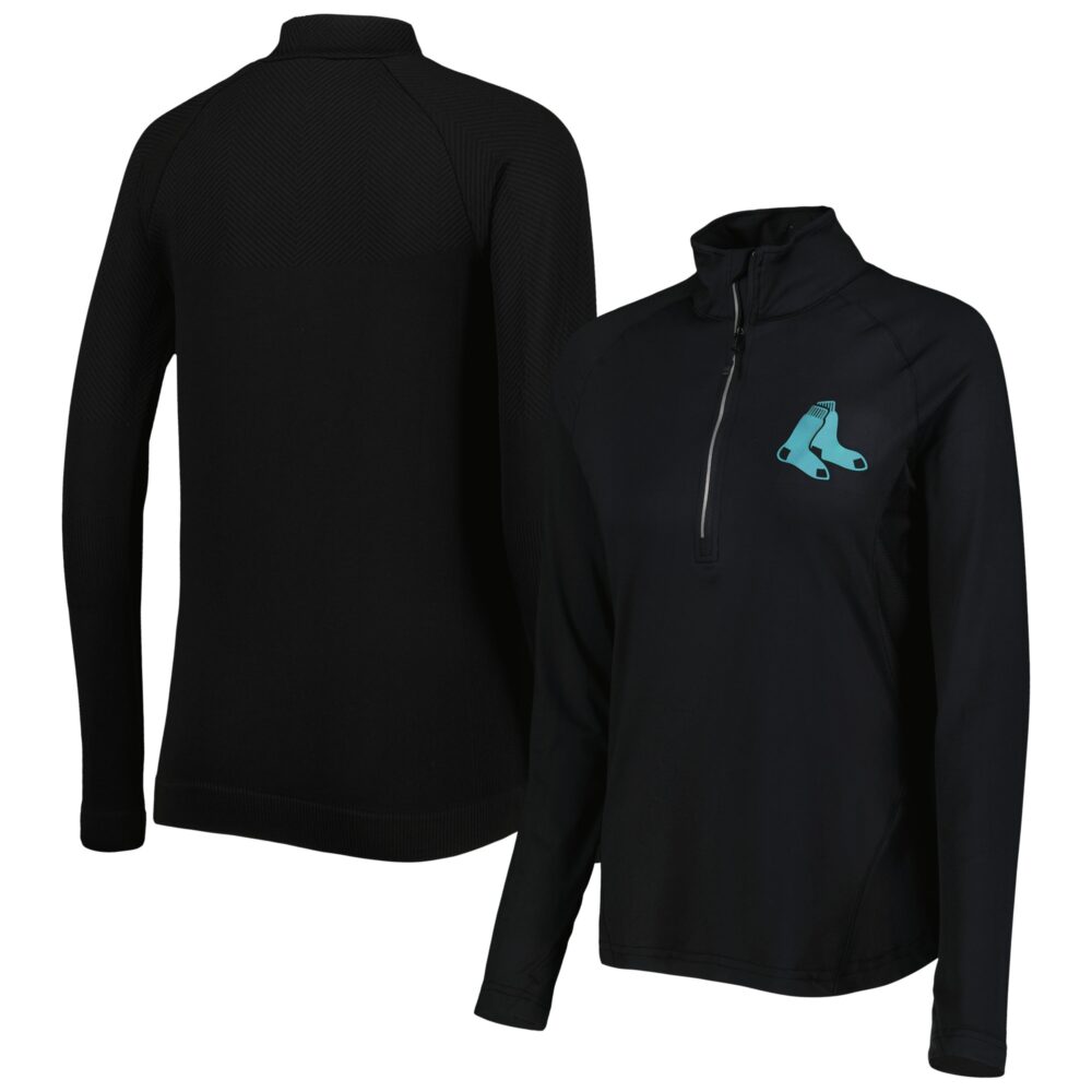 Women's Boston Red Sox Levelwear Black Energy Quarter-Zip Jacket