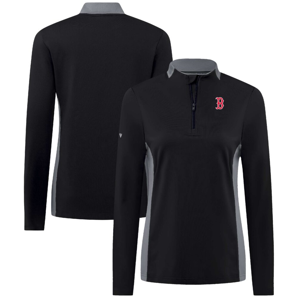 Women's Boston Red Sox  Levelwear Black Moxie Insignia Quarter-Zip Pullover