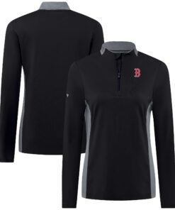 Women's Boston Red Sox  Levelwear Black Moxie Insignia Quarter-Zip Pullover