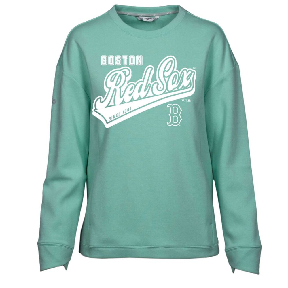 Women's Boston Red Sox  Levelwear Mint  Fiona Sweep Pullover Sweatshirt