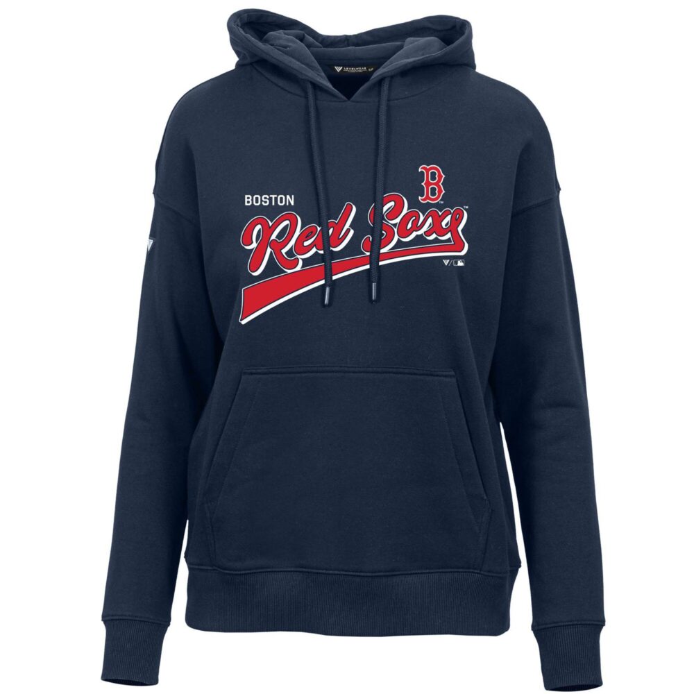 Women's Boston Red Sox  Levelwear Navy  Adorn Retro Rafter Pullover Hoodie