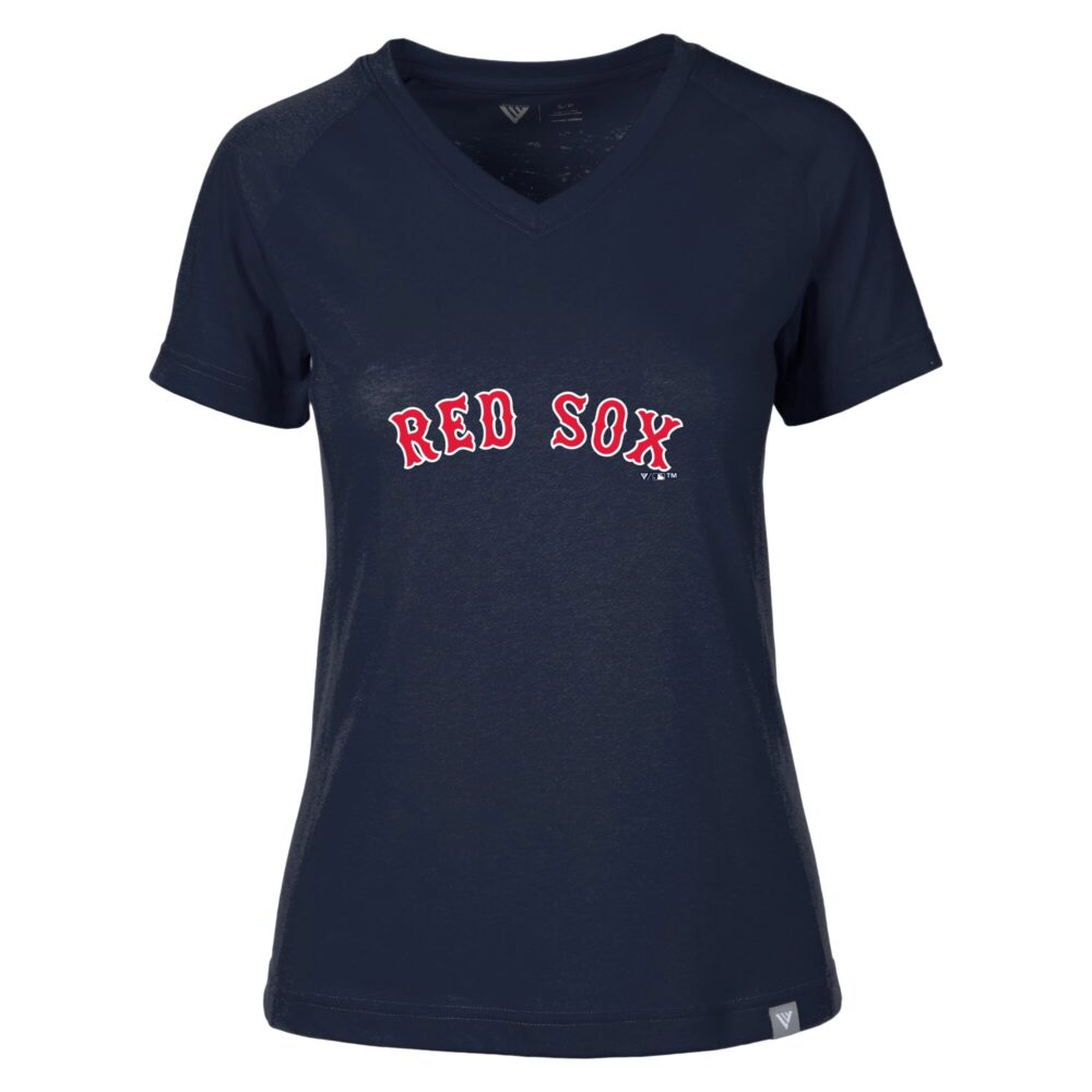 Women's Boston Red Sox Levelwear Navy Ariya V-Neck T-Shirt