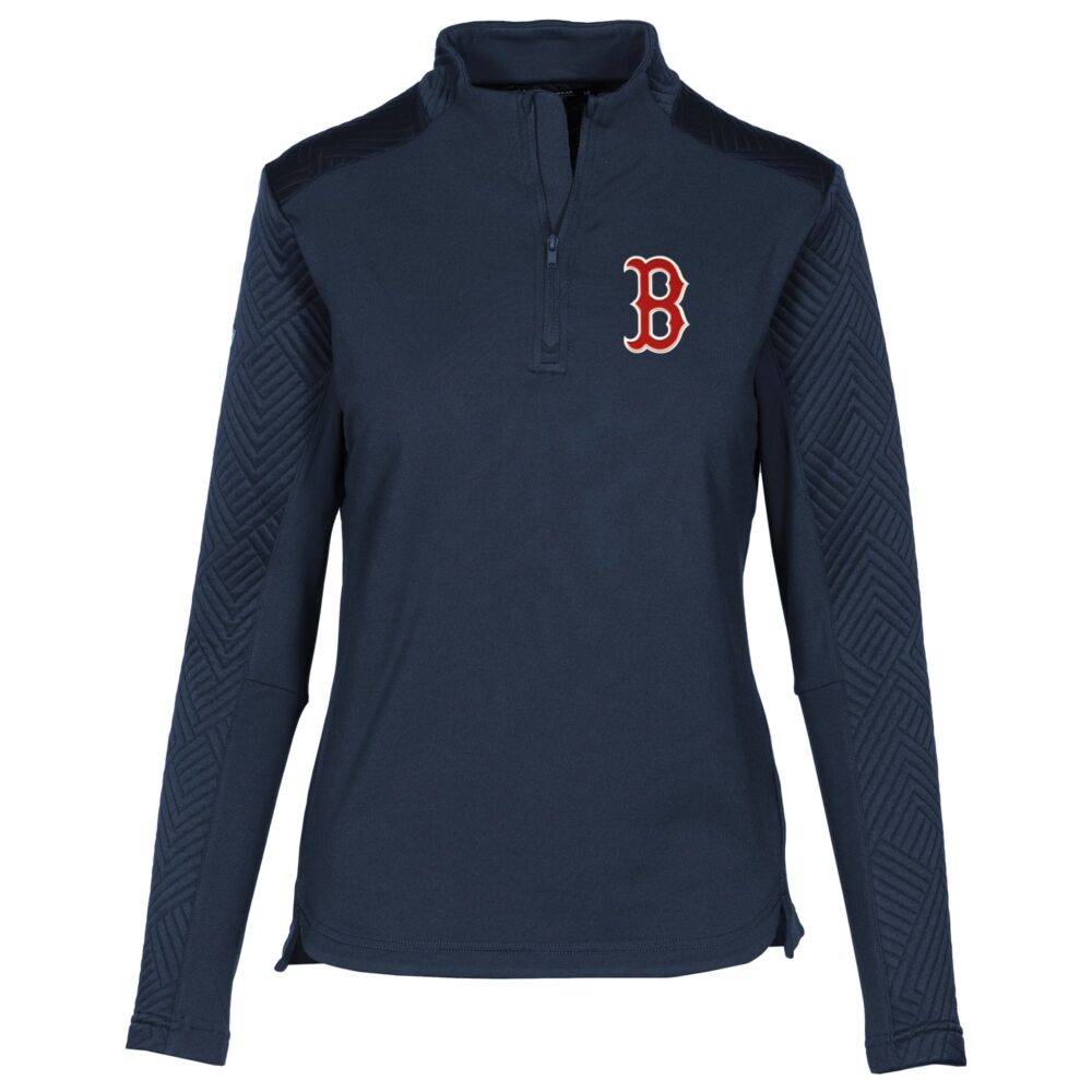 Women's Boston Red Sox Levelwear Navy Daybreak Quarter-Zip Pullover Top