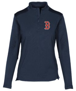 Women's Boston Red Sox Levelwear Navy Daybreak Quarter-Zip Pullover Top