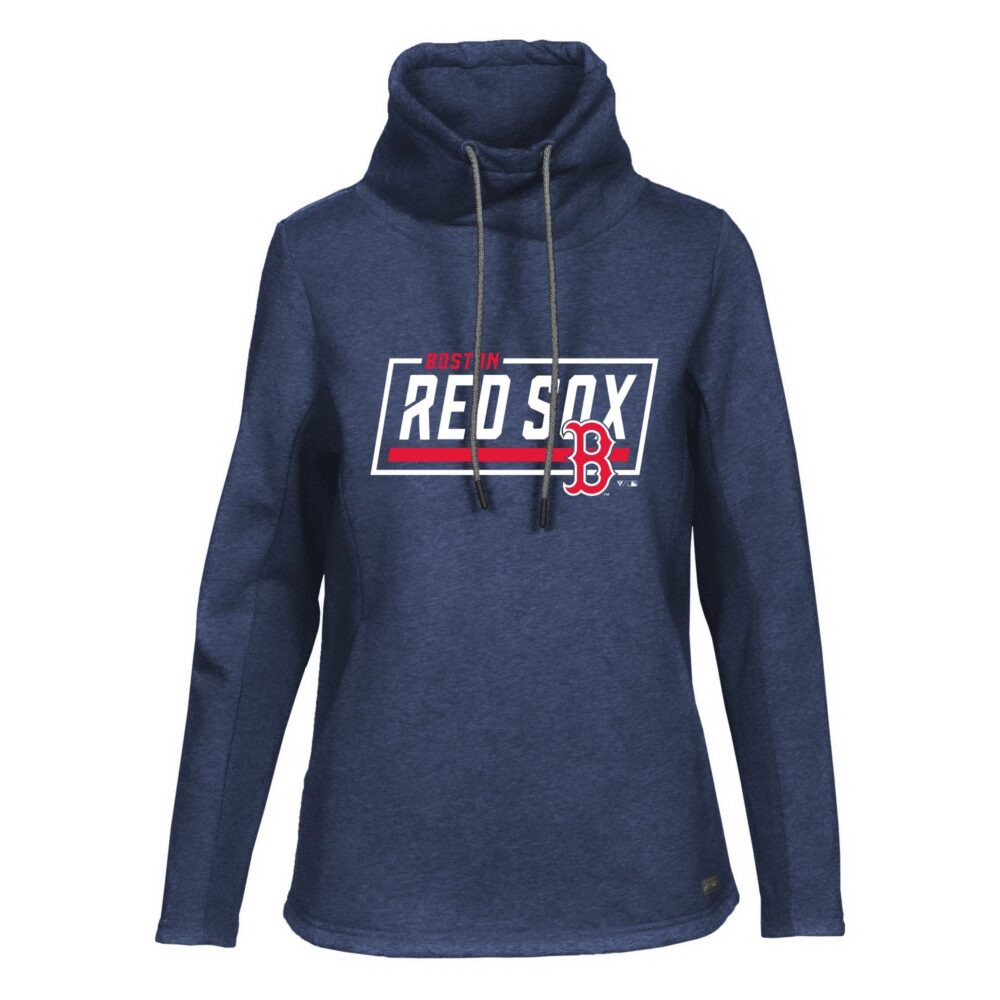 Women's Boston Red Sox Levelwear Navy Loop Fleece Scuba Neck Pullover Hoodie