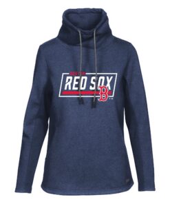 Women's Boston Red Sox Levelwear Navy Loop Fleece Scuba Neck Pullover Hoodie