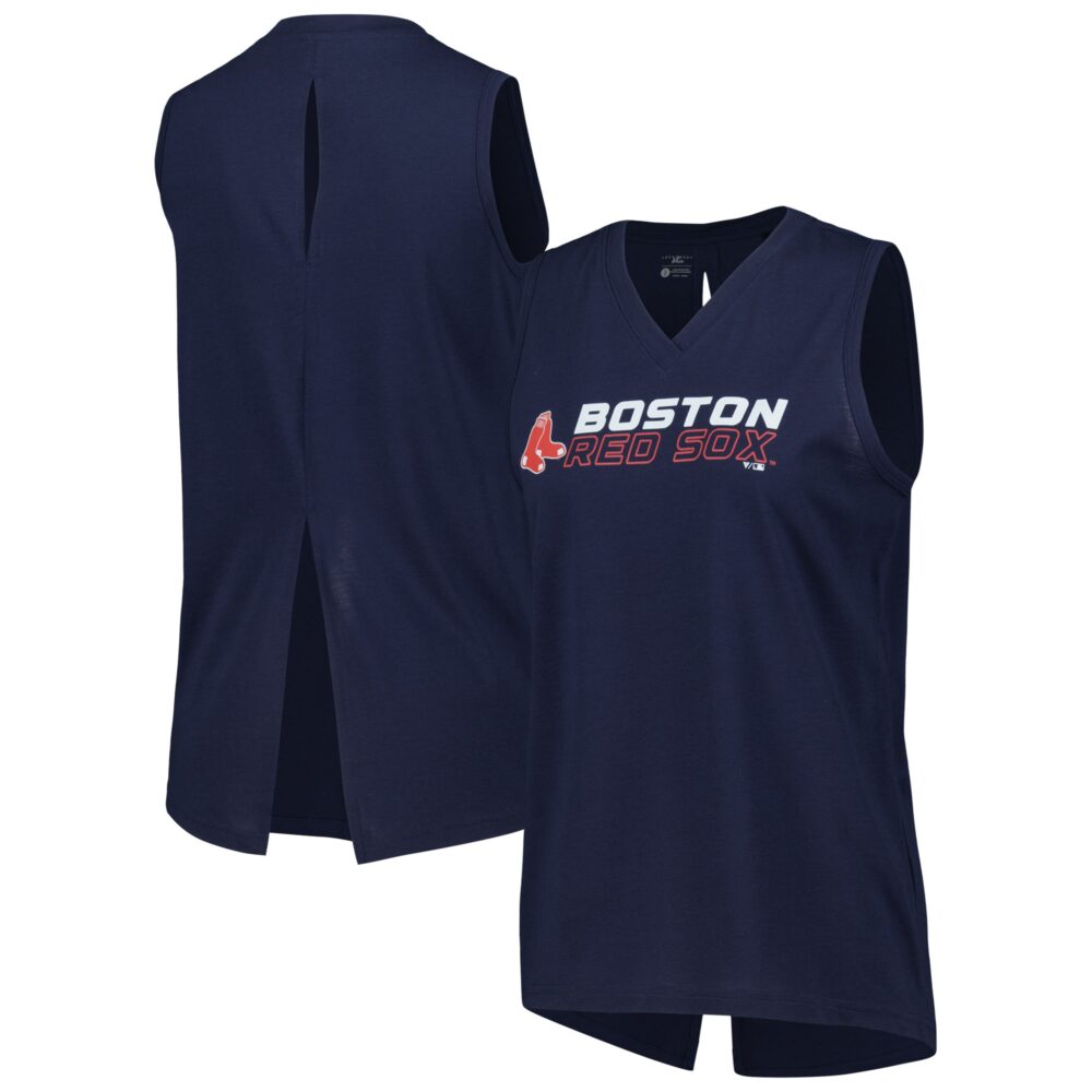 Women's Boston Red Sox  Levelwear Navy Paisley Chase V-Neck Tank Top