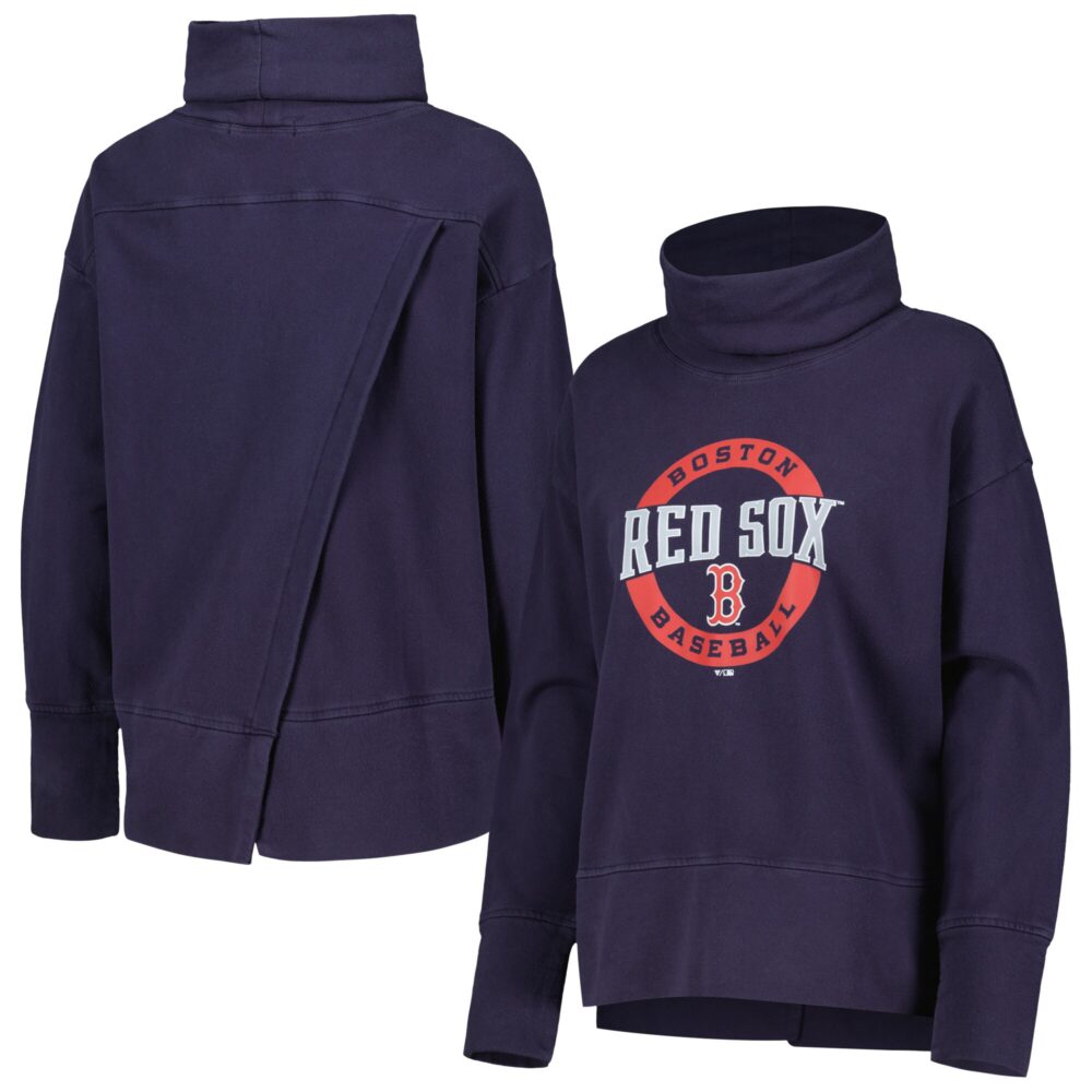 Women's Boston Red Sox Levelwear Navy Sunset Farm Team Pullover Sweatshirt