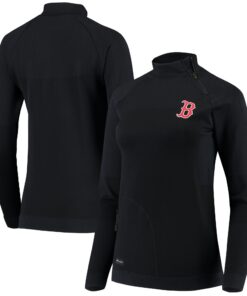 Women's Boston Red Sox Levelwear Navy Verse Asymmetrical Raglan Tri-Blend Quarter-Zip Jacket