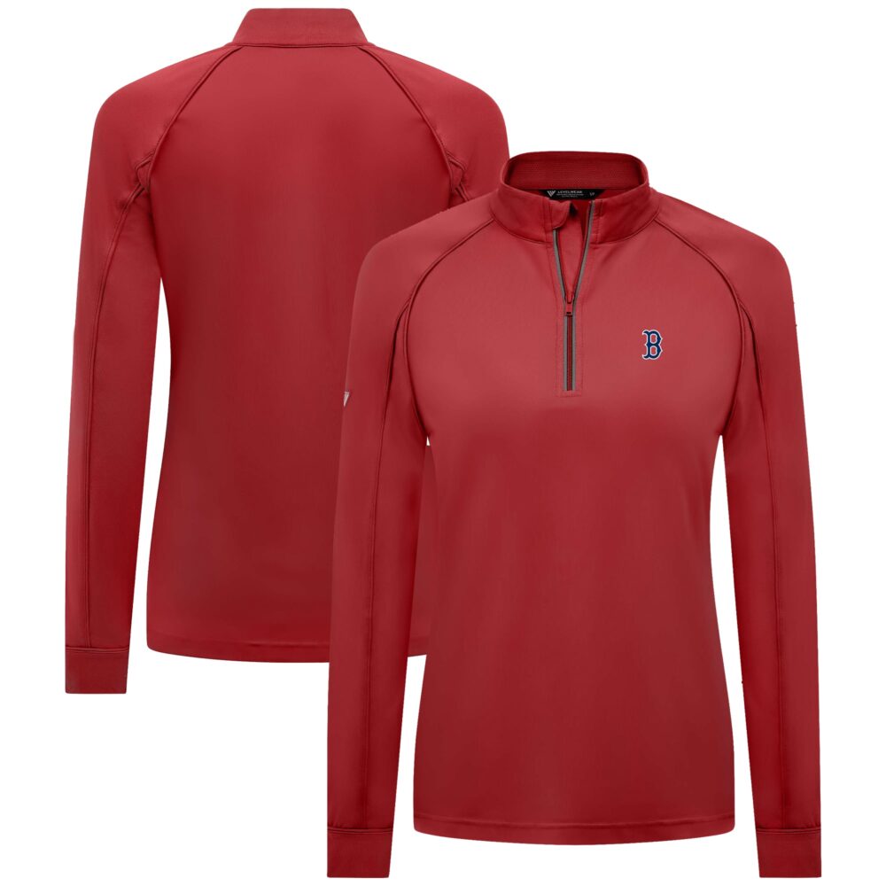 Women's Boston Red Sox  Levelwear Red Kinetic Insignia Quarter-Zip Pullover
