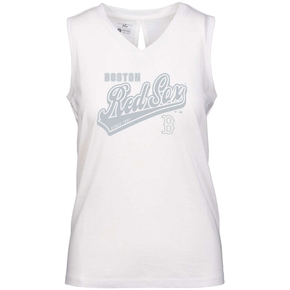 Women's Boston Red Sox  Levelwear White  Paisley Sweep V-Neck Tank Top