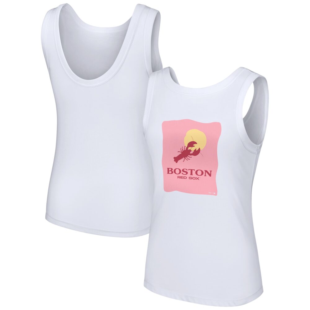 Women's Boston Red Sox  Lusso Style White Lindy Tank Top