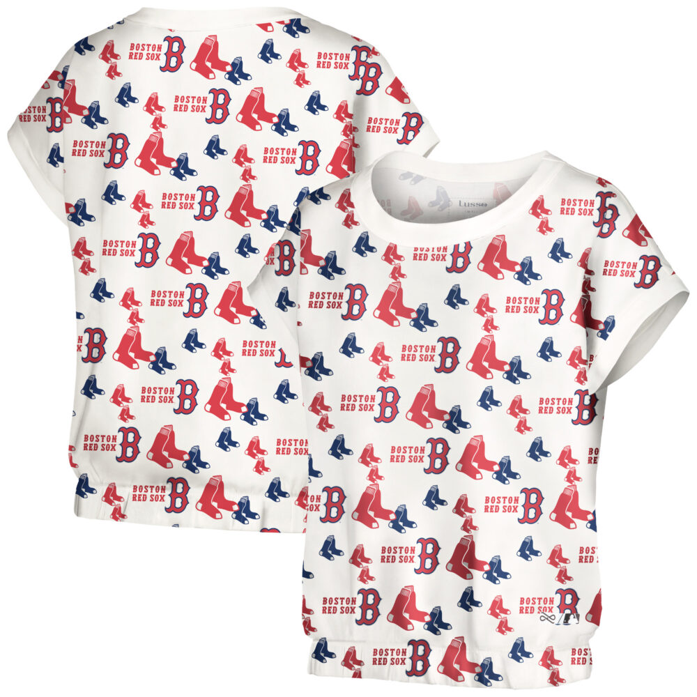 Women's Boston Red Sox  Lusso White Madge Dolman Tri-Blend T-Shirt