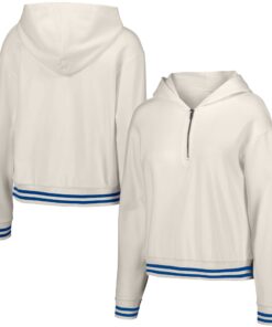 Women's Boston Red Sox  Lusso White Magnolia Tri-Blend Quarter-Zip Hoodie