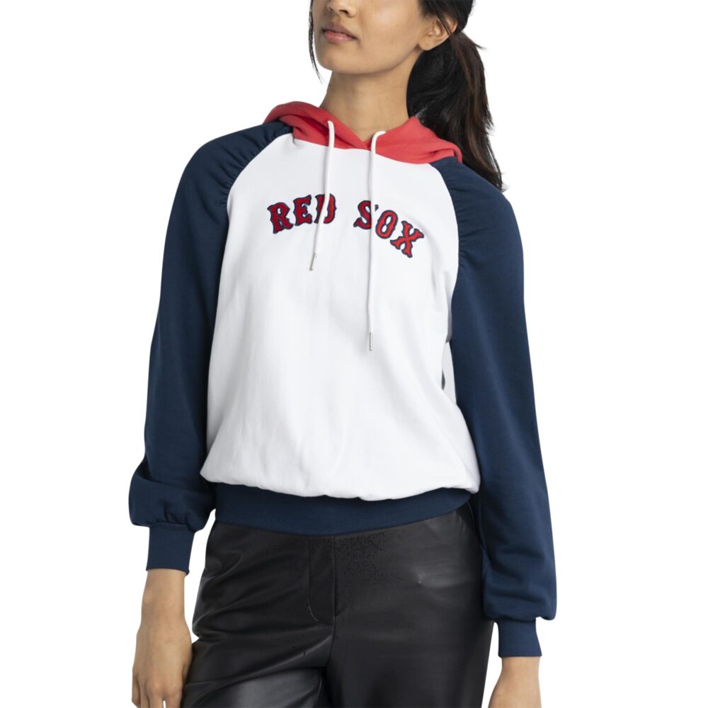 Women's Boston Red Sox Lusso White Marlowe Tri-Blend Raglan Pullover Hoodie
