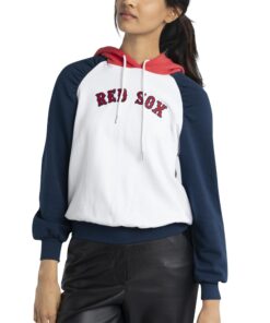 Women's Boston Red Sox Lusso White Marlowe Tri-Blend Raglan Pullover Hoodie