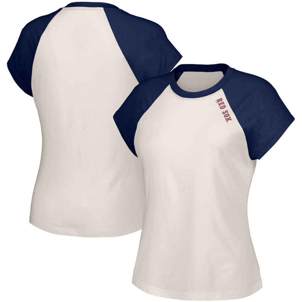 Women's Boston Red Sox  Lusso White Nikki Raglan T-Shirt