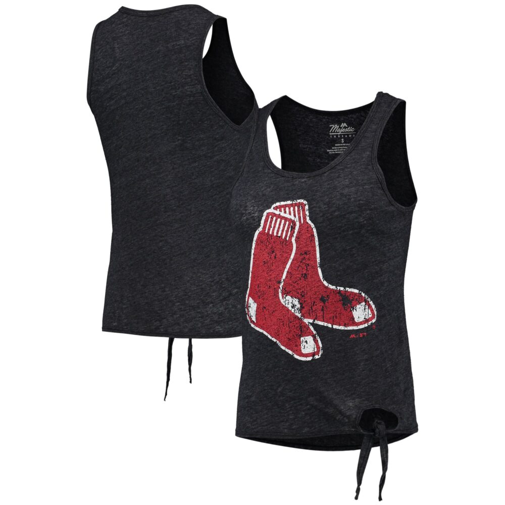 Women's Boston Red Sox Majestic Threads Navy Scoop Neck Racerback Side Tie Tri-Blend Tank Top